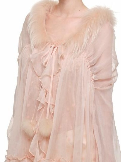 1JINN STUDIO Lightweight Warm French Pleated Loose V-neck Long Sleeve Blouses