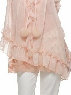 1JINN STUDIO Lightweight Warm French Pleated Loose V-neck Long Sleeve Blouses