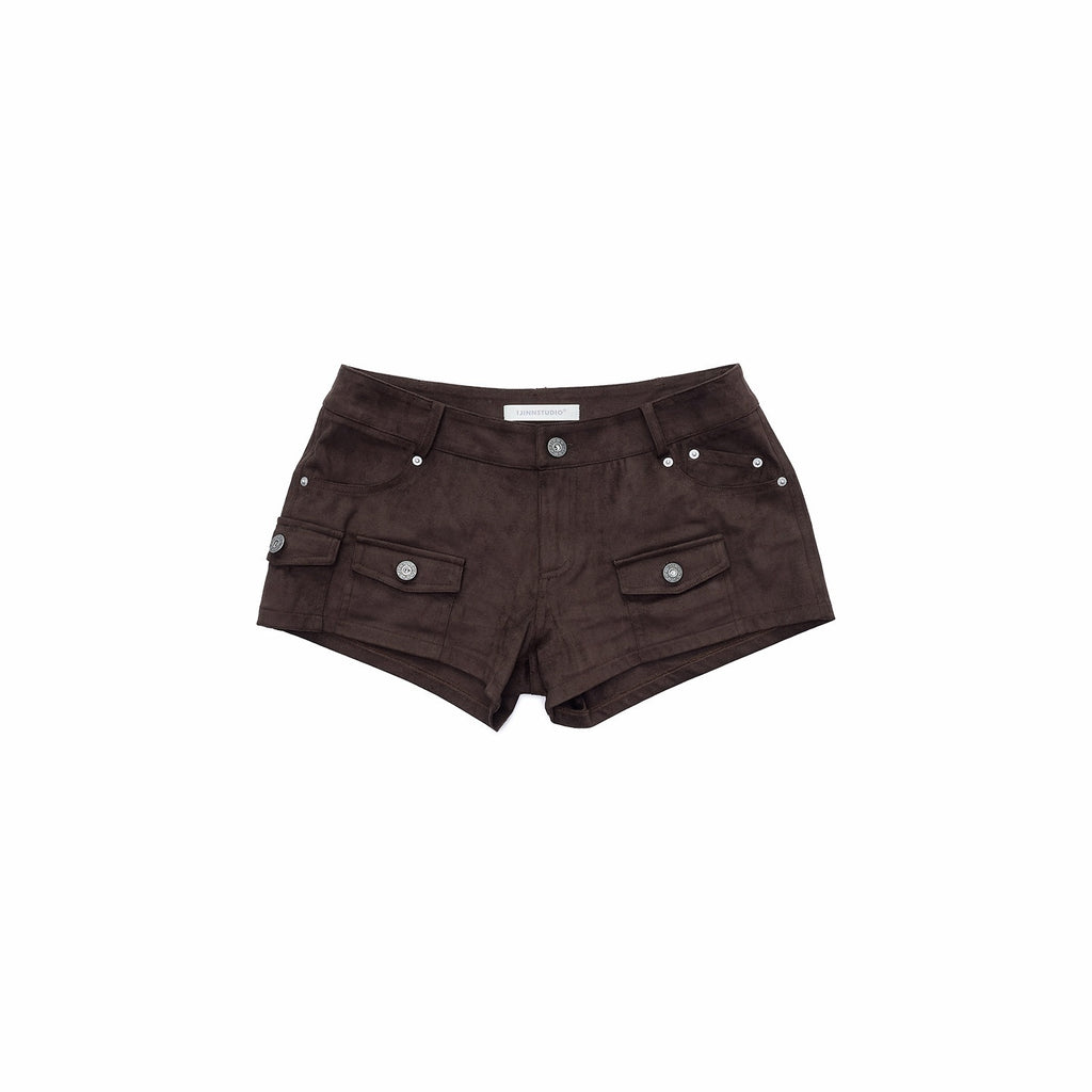 1JINN_STUDIO_Low_Rise_Cargo_Button_Fly_Stretch_Utility_Women_Casual_Mini_Shorts_MISSTT