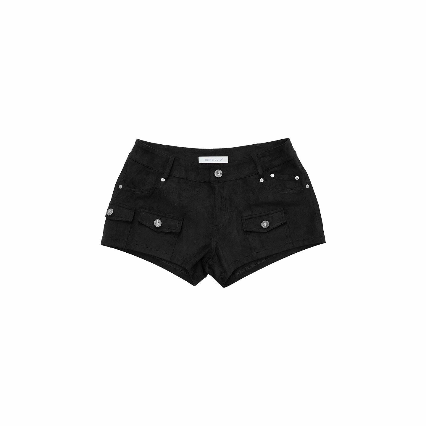 1JINN_STUDIO_Low_Rise_Cargo_Button_Fly_Stretch_Utility_Women_Casual_Mini_Shorts_MISSTT