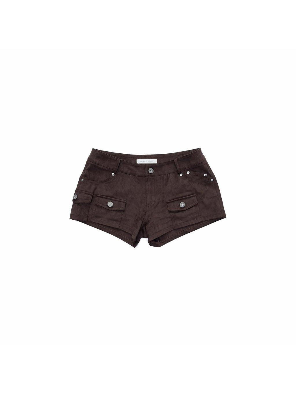 1JINN STUDIO Low Rise Cargo Button Fly Stretch Utility Women Casual Mini Shorts