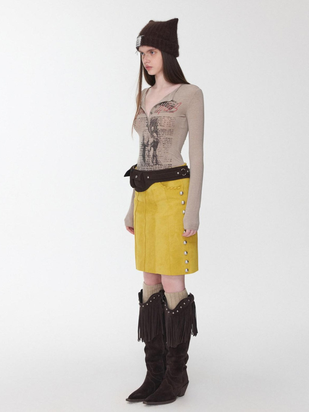 1JINN STUDIO Low Waist Slim H Line Straight Casual Women Daily Polyester Midi Skirts