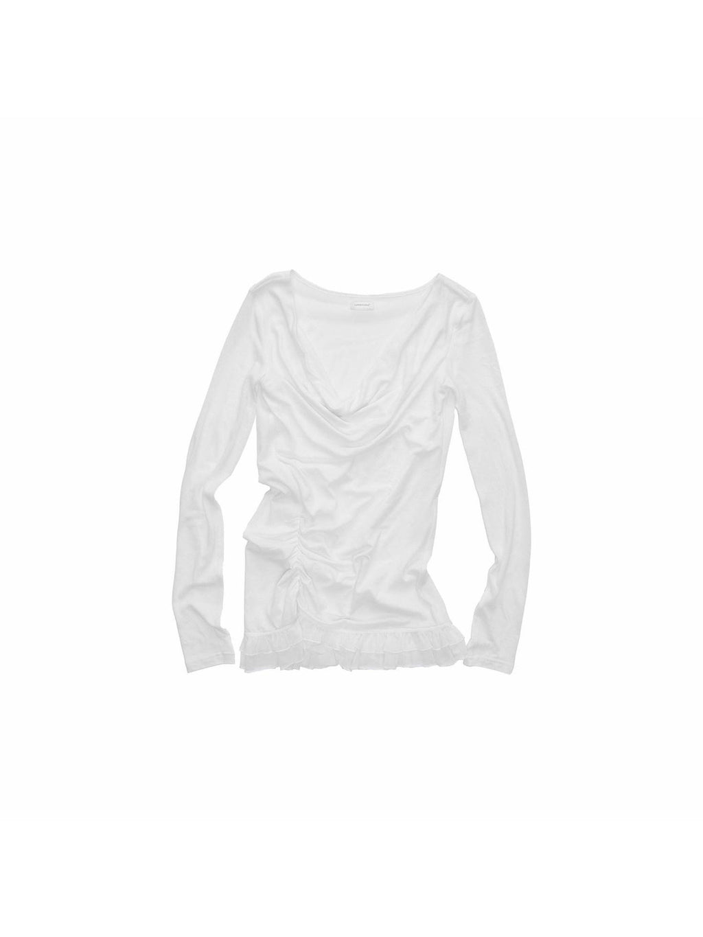 1JINN STUDIO Lyocell Wool Blend Pleated Faux Layer Slim Fit Vintage Long Sleeve T-Shirts