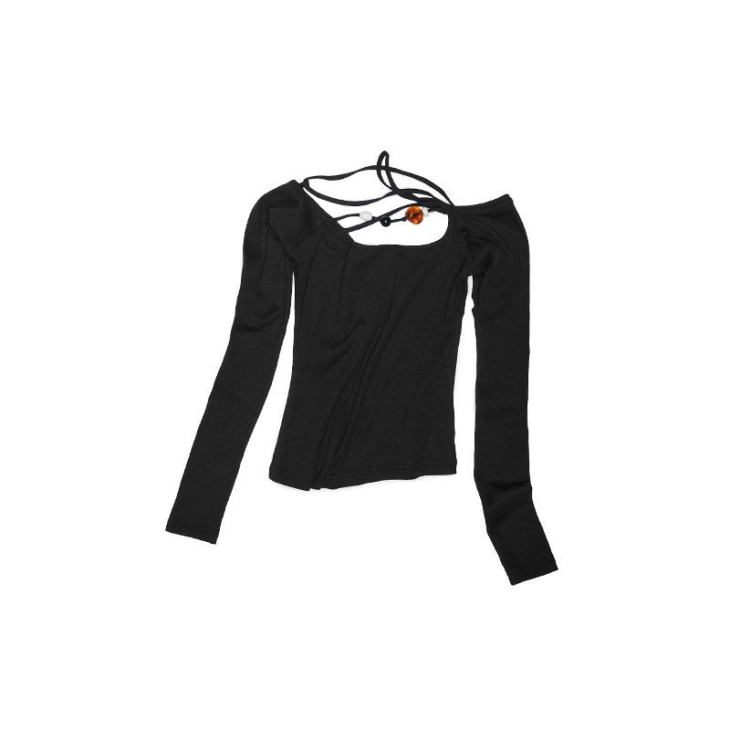 1JINN_STUDIO_Moisture_Wicking_Slim_Asymmetric_Boat_Neck_Cross_Black_Long_Sleeve_T-Shirts_MISSTT