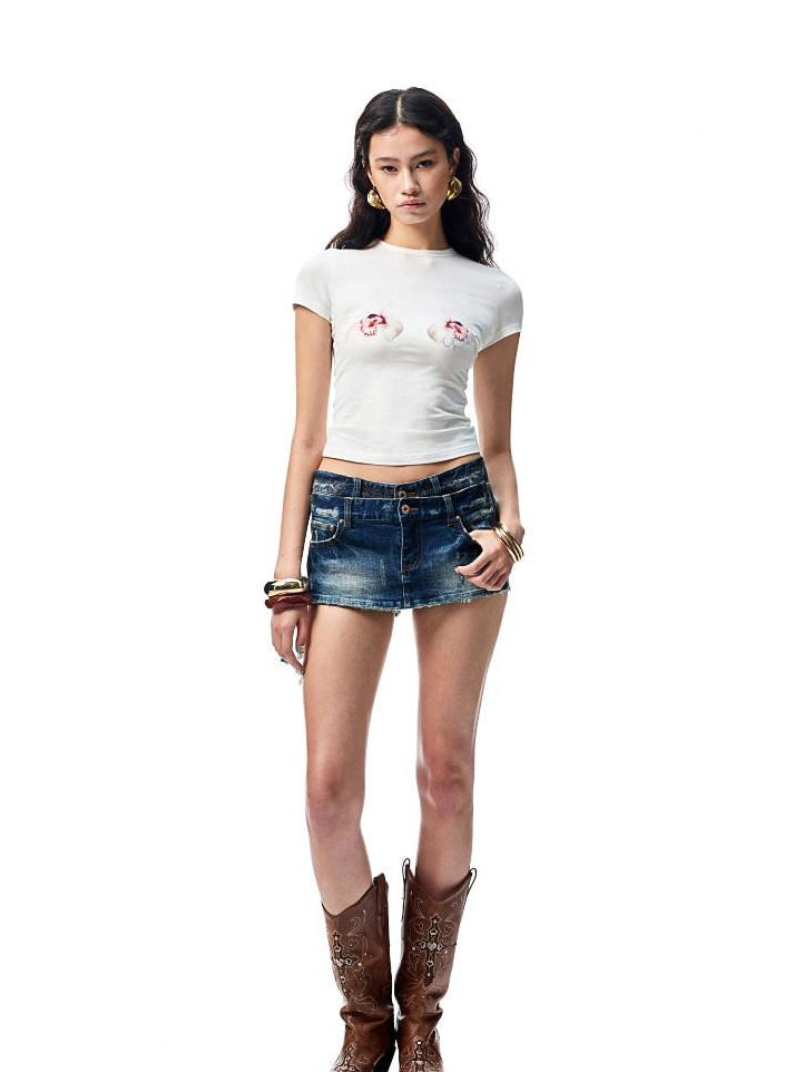 1JINN STUDIO Moisture Wicking Stretch Cotton Slim Floral Print Women Short Sleeve T-Shirts