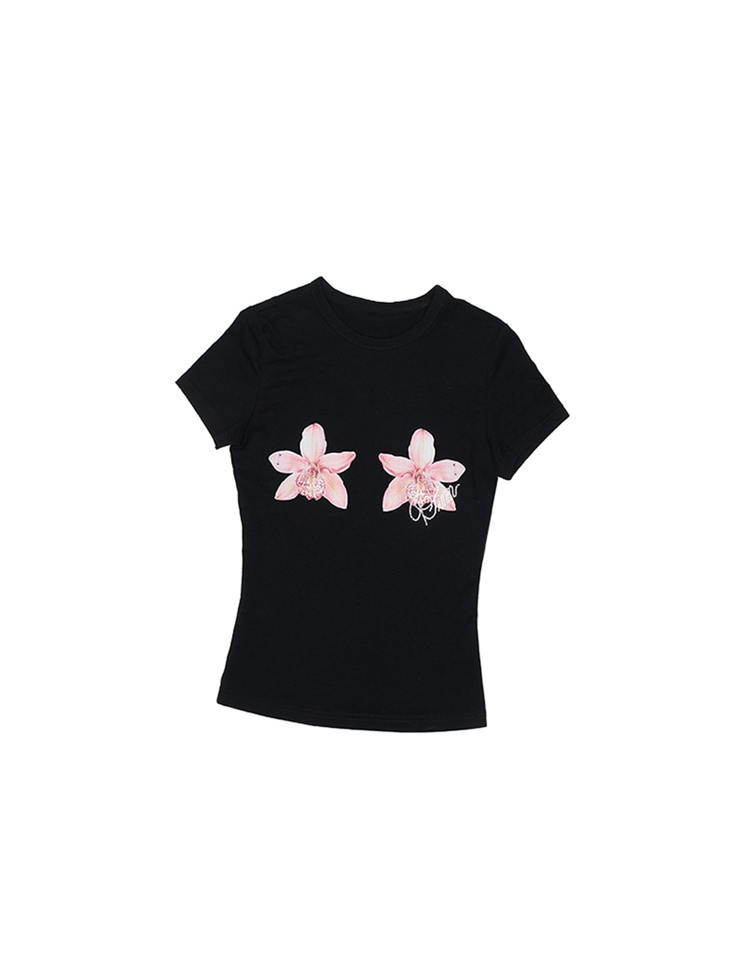 1JINN STUDIO Moisture Wicking Stretch Cotton Slim Floral Print Women Short Sleeve T-Shirts