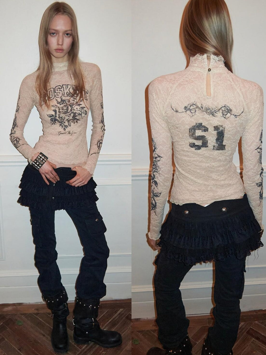 1JINN STUDIO Nylon Stretch Low Rise Utility Pocket American Women Micro Flare Flared Pants