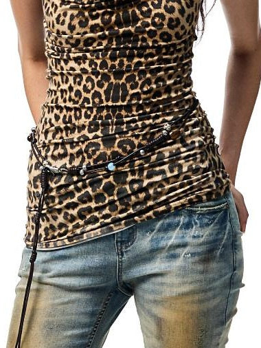 1JINN STUDIO Open Back Versatile Slim Fit Floral Leopard Print Women Viscose Tank Tops