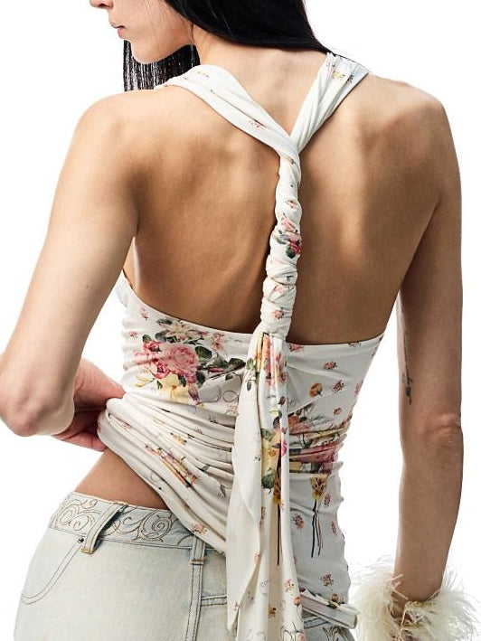 1JINN STUDIO Open Back Versatile Slim Fit Floral Leopard Print Women Viscose Tank Tops