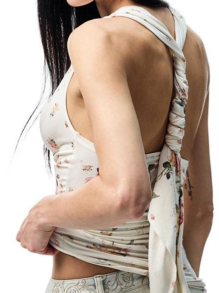1JINN STUDIO Open Back Versatile Slim Fit Floral Leopard Print Women Viscose Tank Tops