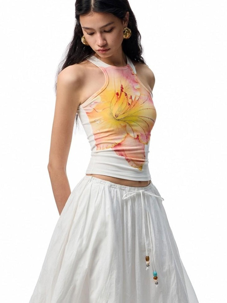 1JINN STUDIO Original Slim Fit Cotton Blend Round Neck Women Floral Print Tank Tops