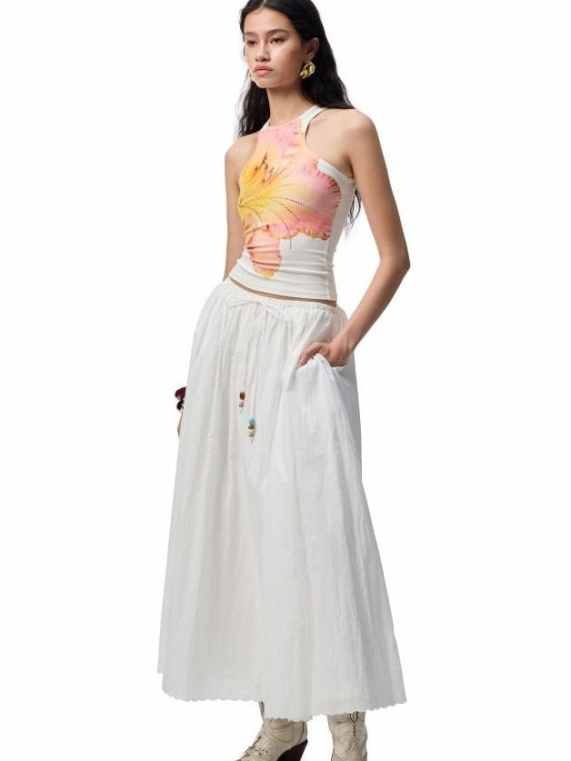 1JINN STUDIO Original Slim Fit Cotton Blend Round Neck Women Floral Print Tank Tops