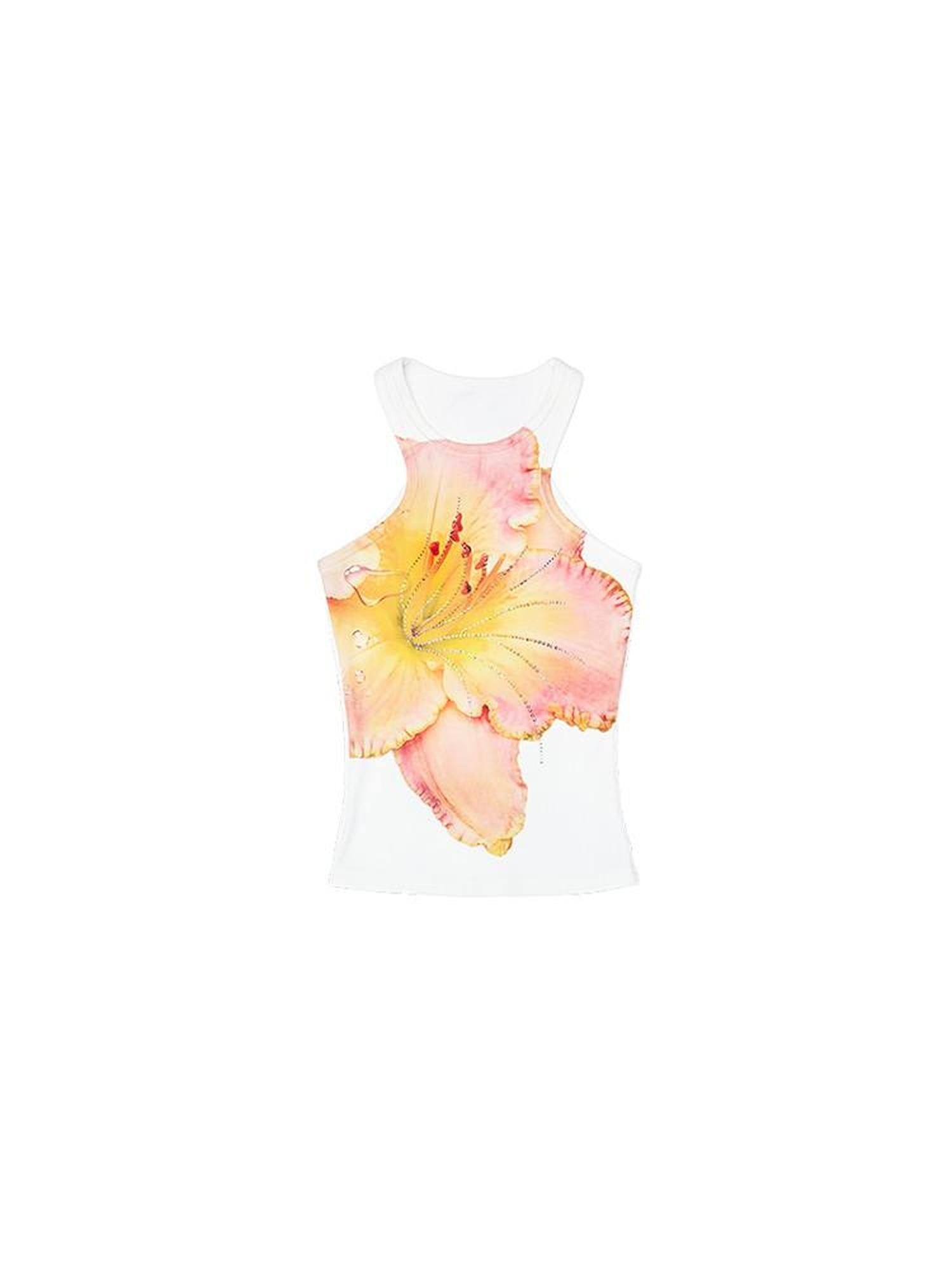 1JINN STUDIO Original Slim Fit Cotton Blend Round Neck Women Floral Print Tank Tops