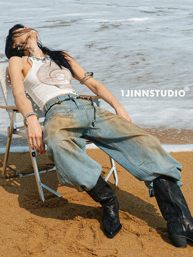 1JINN STUDIO Original Slim Fit Cotton Blend Round Neck Women Floral Print Tank Tops