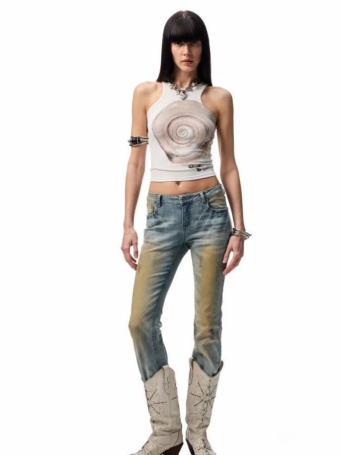 1JINN STUDIO Original Slim Fit Cotton Blend Round Neck Women Floral Print Tank Tops