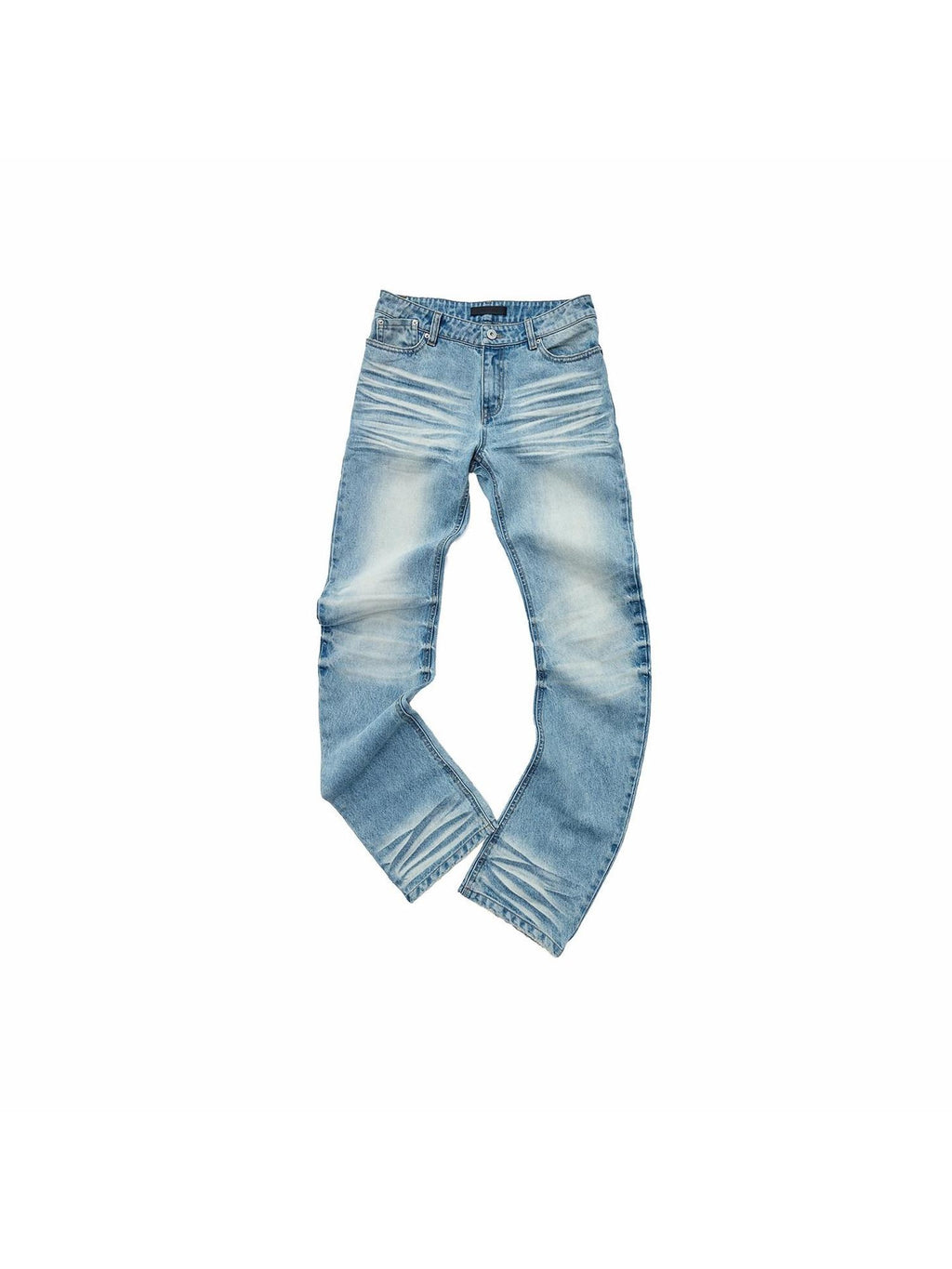 1JINN STUDIO Pleated Vintage Low Rise Slim Casual Women Washed Blue Straight Leg Jeans