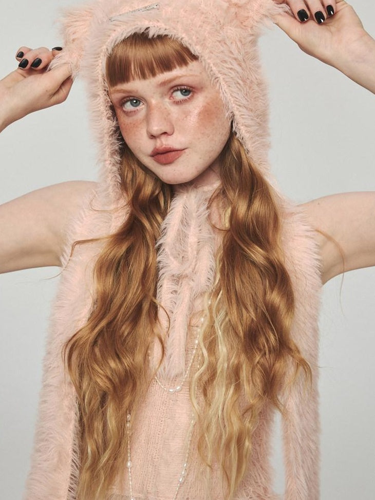 1JINN STUDIO Plush Mink Touch Oversized Street Style Solid Knit Women Faux Fur Coats