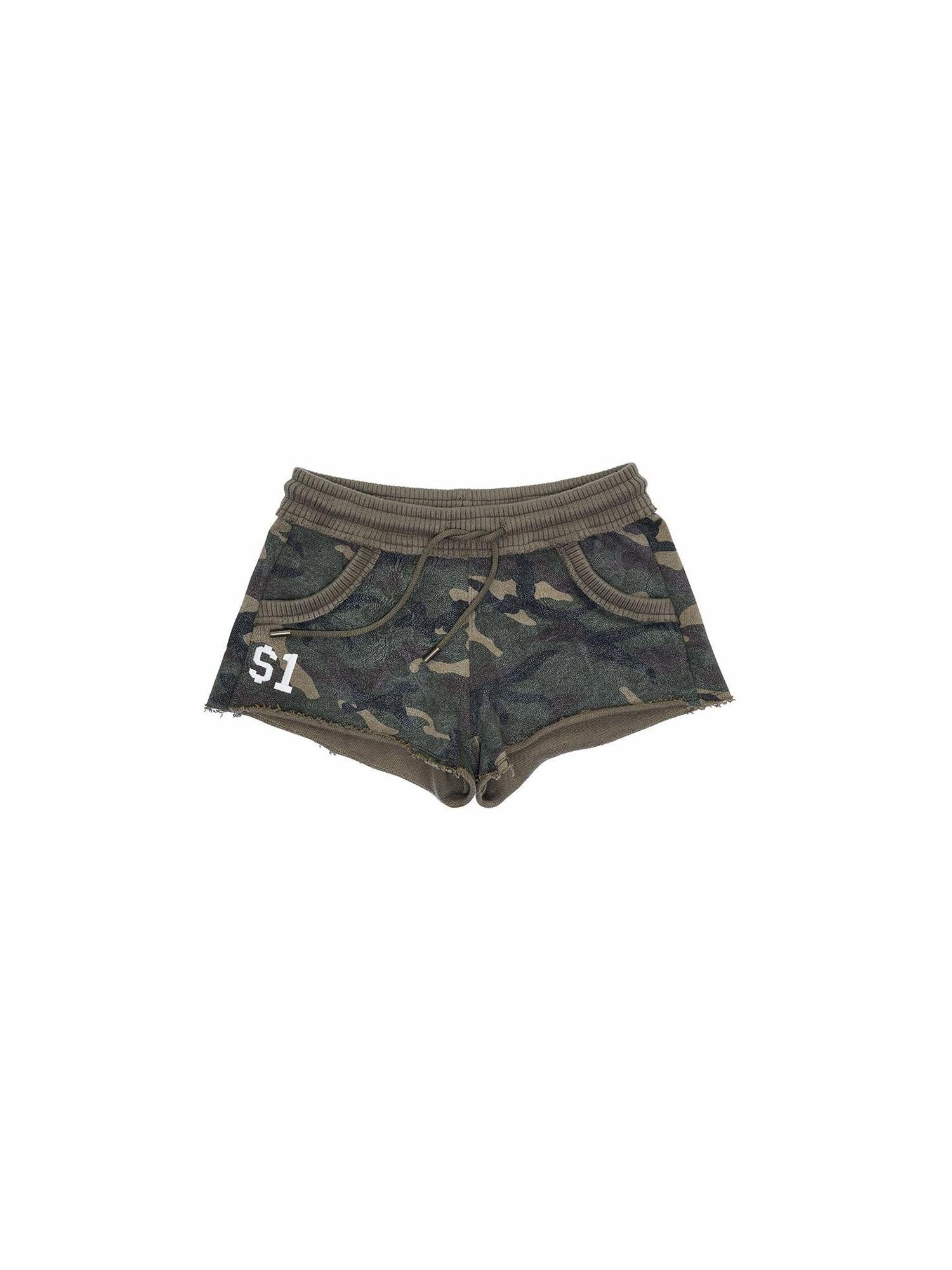 1JINN STUDIO Pure Cotton Casual Low Rise Slim Fit Women Black Grey Camo Mini Shorts