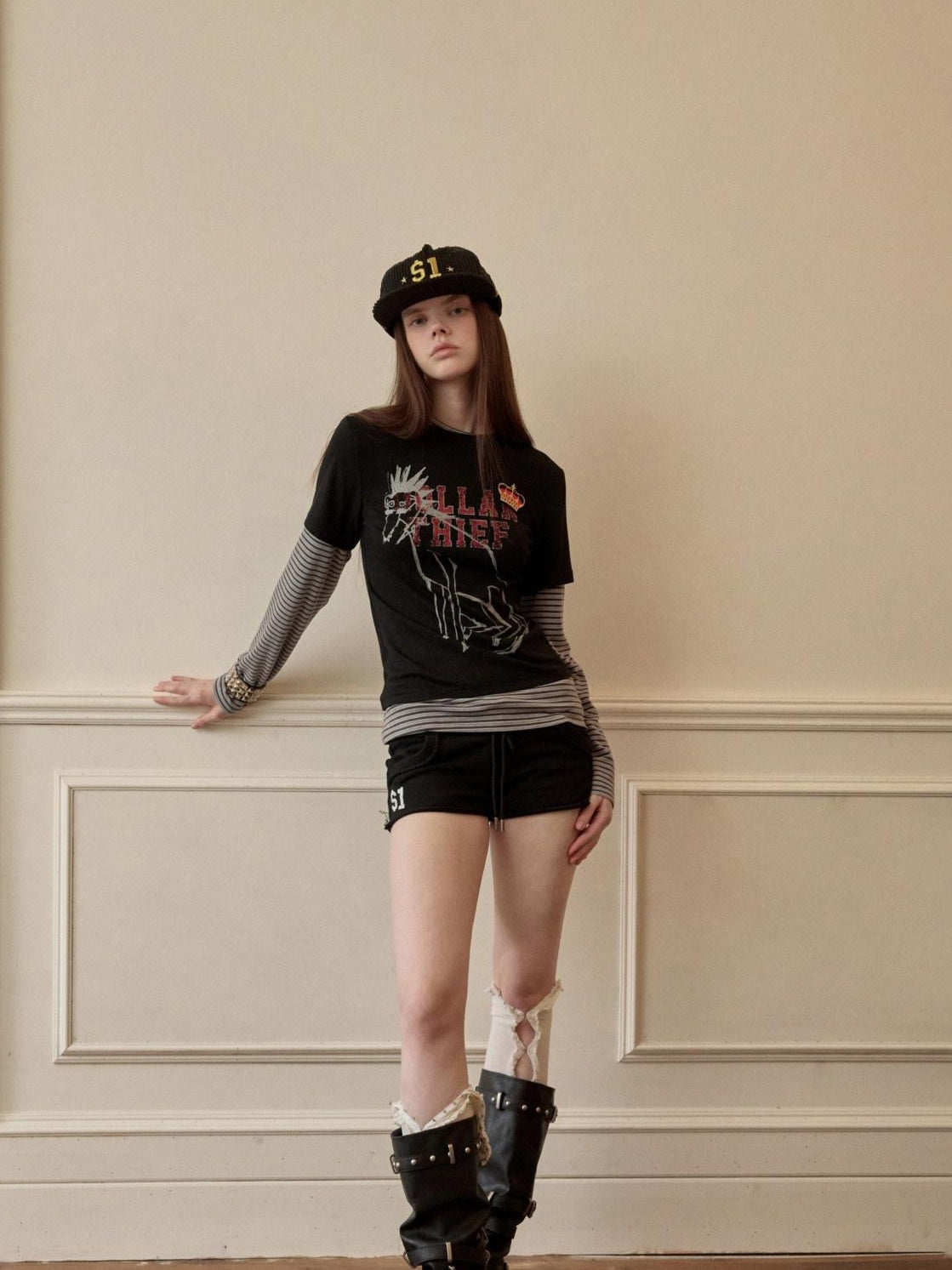 1JINN STUDIO Pure Cotton Casual Low Rise Slim Fit Women Black Grey Camo Mini Shorts