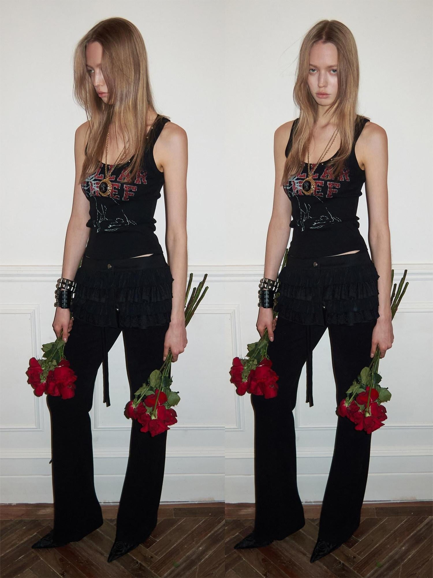 1JINN STUDIO Pure Cotton Cropped Slim U Neck Racerback Casual Women Graphic Print Tank Tops