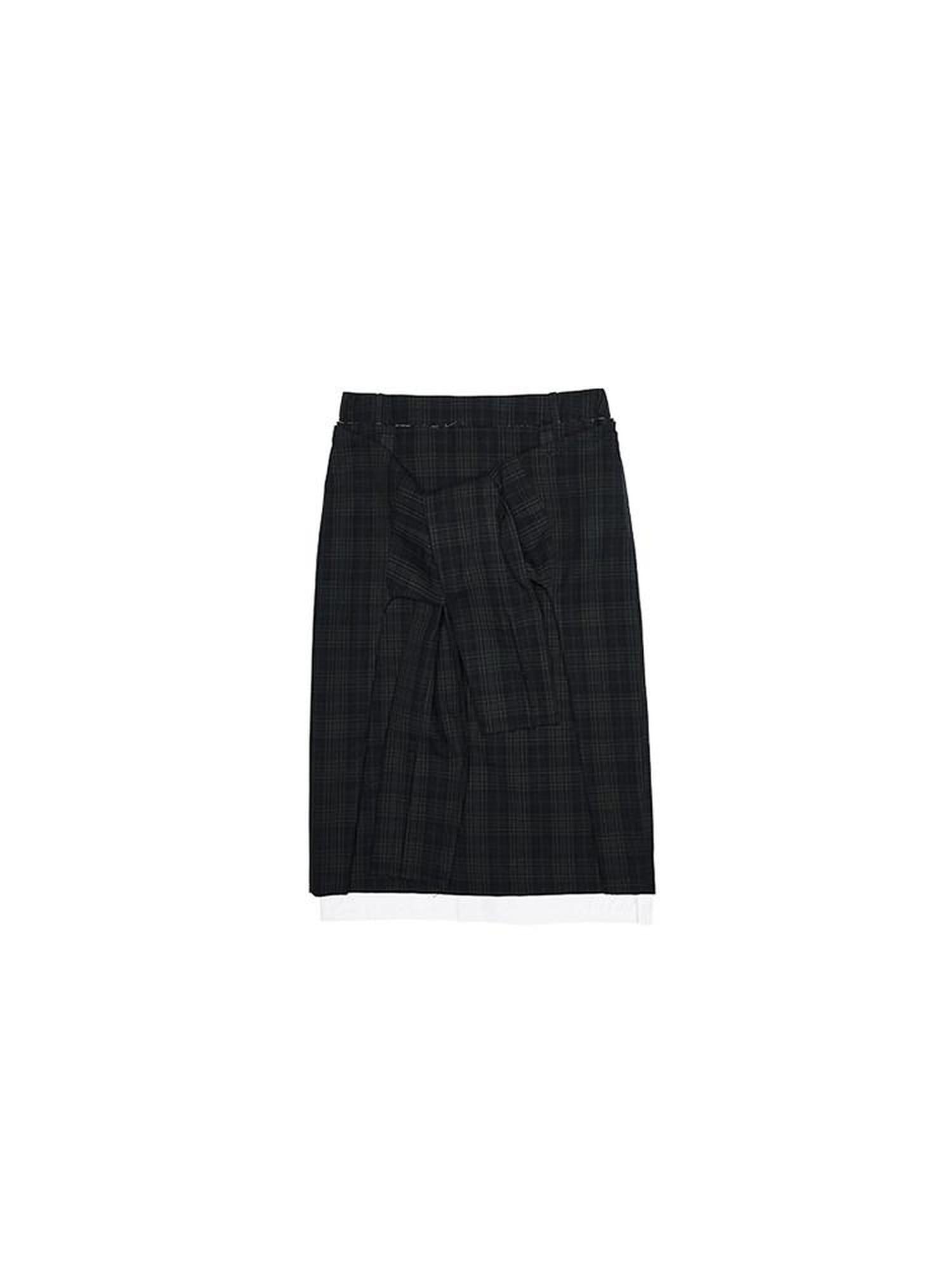 1JINN STUDIO Pure Cotton Straight Mid Waist Office Green Plaid Young Women Midi Skirts