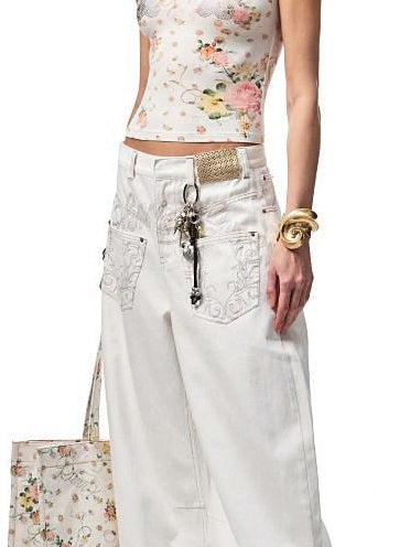 1JINN STUDIO Quick Dry Floral Sparkle Slim Crop Commuter Women Short Sleeve T-Shirts