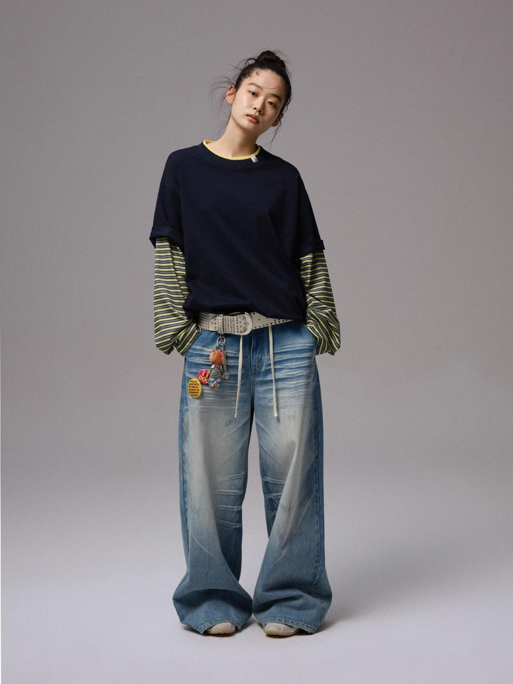 1JINN STUDIO Quick Dry Patchwork Cross Print Slim Commuter Women Oversized T-Shirts