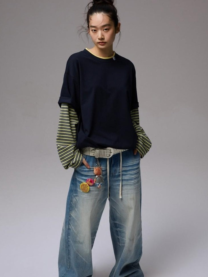 1JINN STUDIO Quick Dry Patchwork Cross Print Slim Commuter Women Oversized T-Shirts