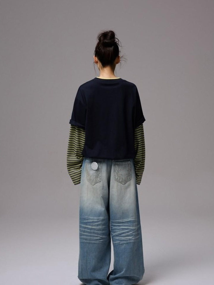 1JINN STUDIO Quick Dry Patchwork Cross Print Slim Commuter Women Oversized T-Shirts