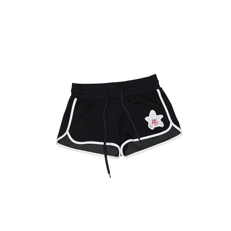1JINN_STUDIO_Rhinestone_Low_Waist_Slim_Drawstring_Versatile_Womens_Mini_Shorts_MISSTT