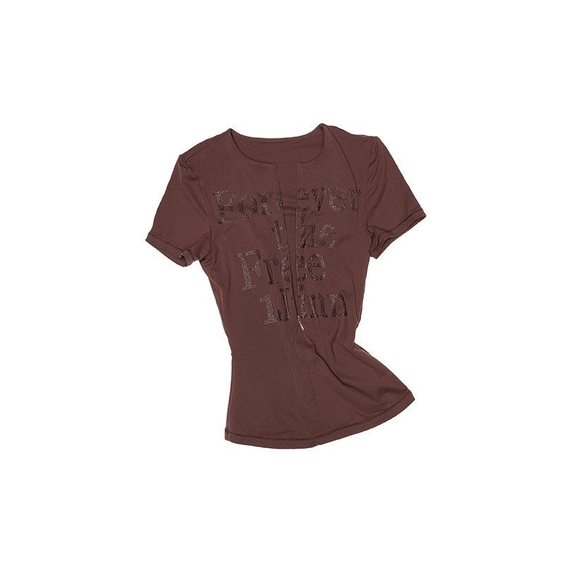 1JINN_STUDIO_Rhinestone_Slim_Fit_V-neck_Women_Stretch_Nylon_Black_Short_Sleeve_T-Shirts_MISSTT