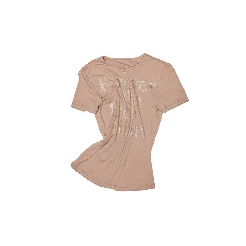 1JINN_STUDIO_Rhinestone_Slim_Fit_V-neck_Women_Stretch_Nylon_Black_Short_Sleeve_T-Shirts_MISSTT