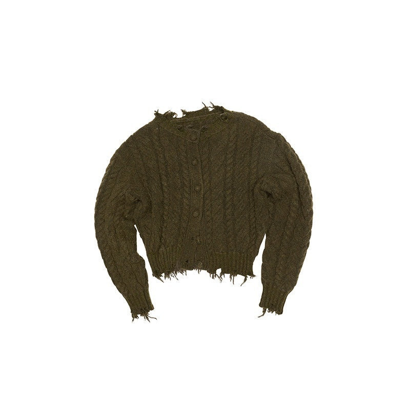 1JINN_STUDIO_Ripped_Button_Cardigan_Casual_Regular_Fit_Wool_Blend_Women_Knit_Top_&_Skirt_Sets_MISSTT