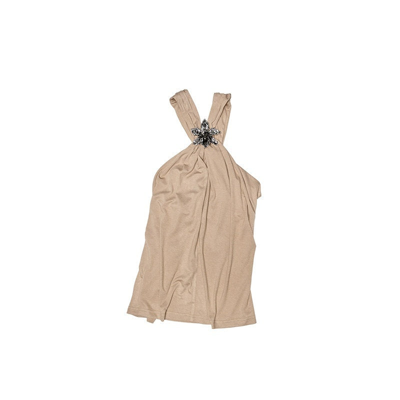 1JINN_STUDIO_Ruched_High_Stretch_Slim_Halter_V-neck_Recycled_Fiber_Solid_Color_Tank_Tops_MISSTT