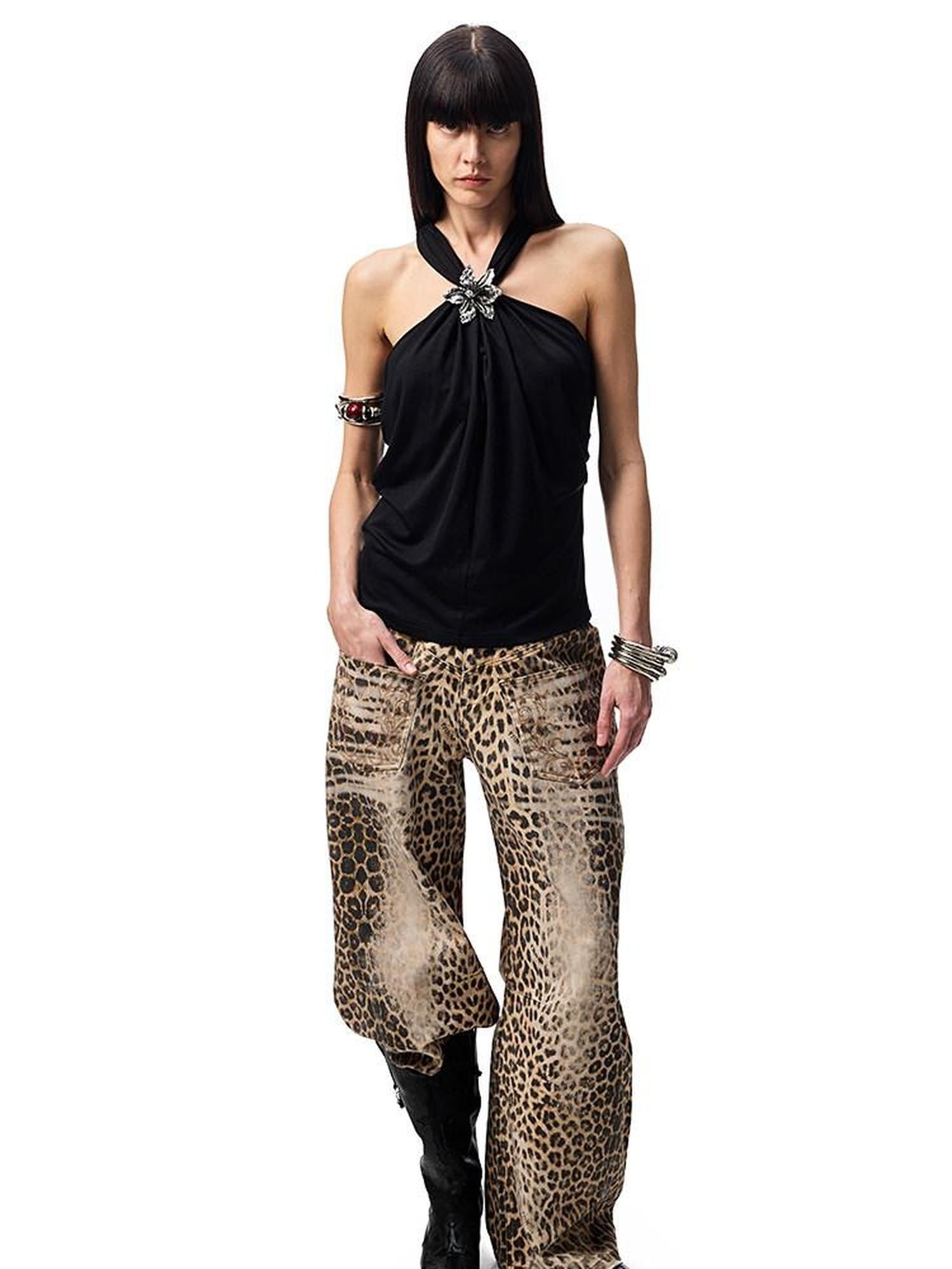 1JINN STUDIO Ruched High Stretch Slim Halter V-neck Recycled Fiber Solid Color Tank Tops
