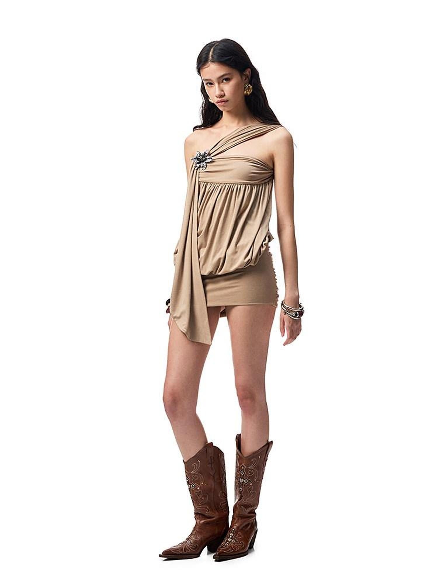 1JINN STUDIO Sexy Strapless Bodycon Sleeveless Acetate Blend Casual Women Mini Dresses