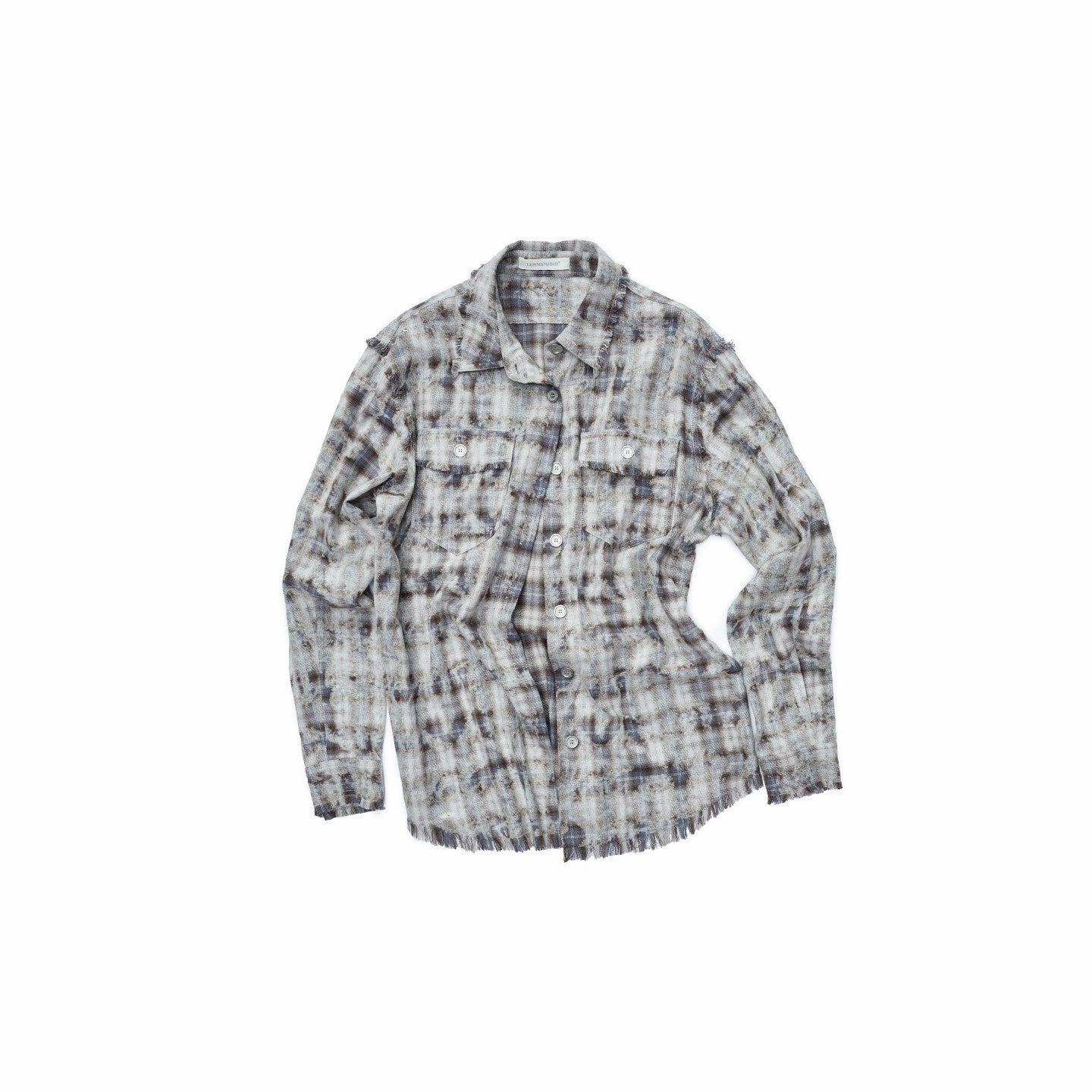1JINN_STUDIO_Shape_Retaining_Vintage_Slim_Fit_Frayed_Hem_Women_Distressed_Plaid_Shackets_MISSTT
