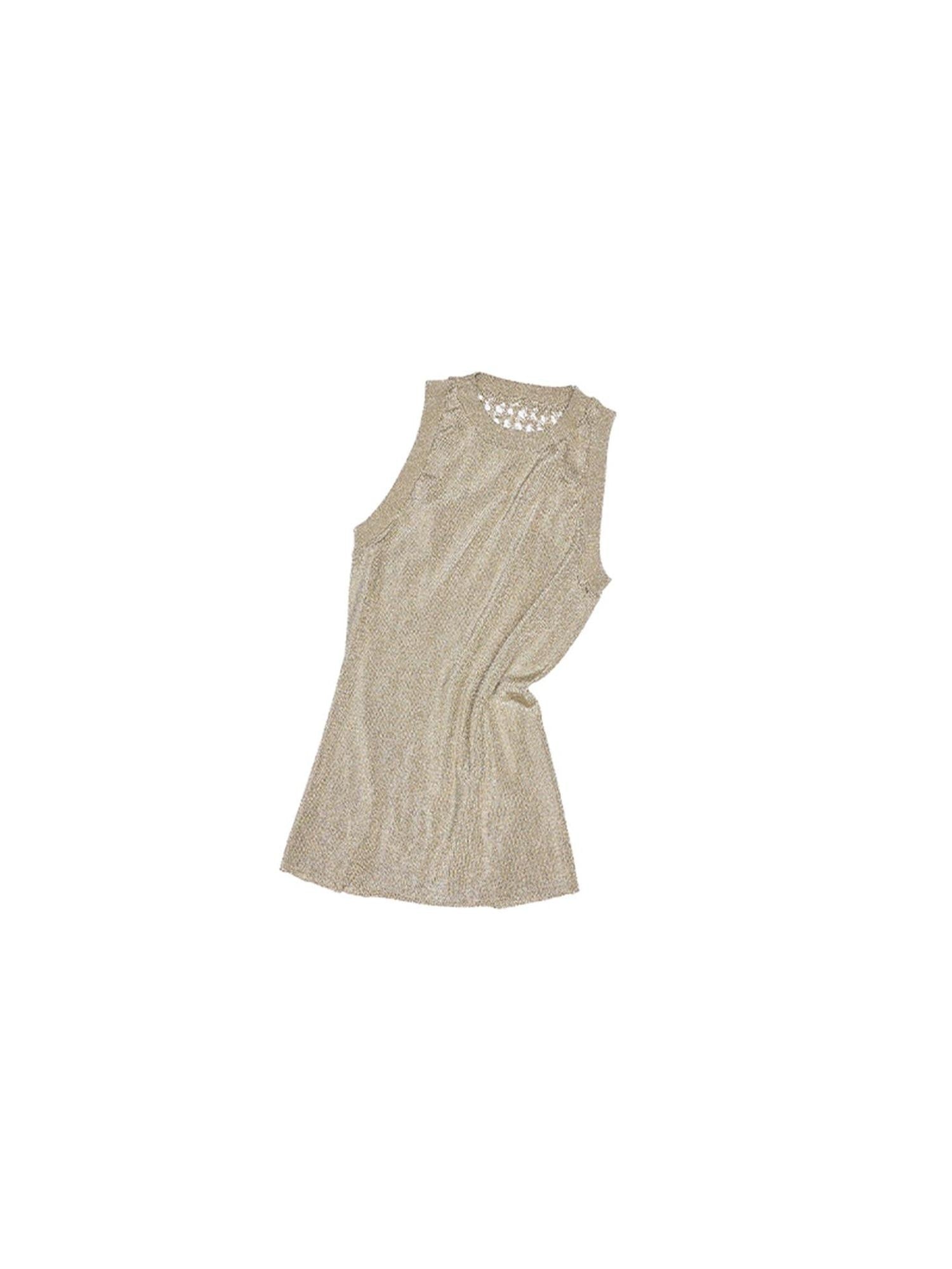 1JINN STUDIO Shimmering Metallic Cutout Slim Fit Racerback Viscose Blend Women Tank Tops