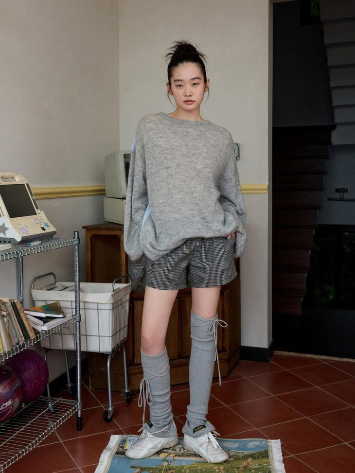 1JINN STUDIO Skin Friendly Thin Crewneck Loose Commuter Women Wool Mohair Blend Sweaters