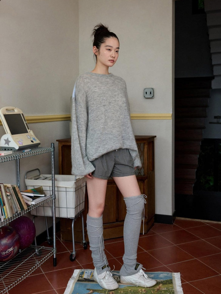 1JINN STUDIO Skin Friendly Thin Crewneck Loose Commuter Women Wool Mohair Blend Sweaters