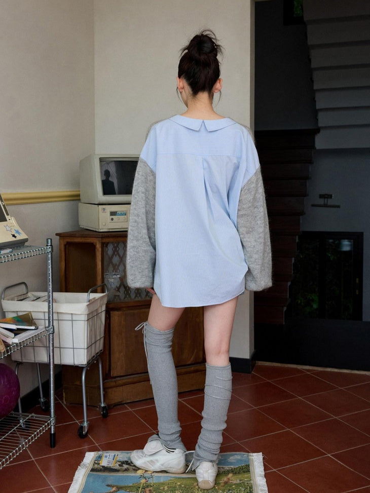 1JINN STUDIO Skin Friendly Thin Crewneck Loose Commuter Women Wool Mohair Blend Sweaters