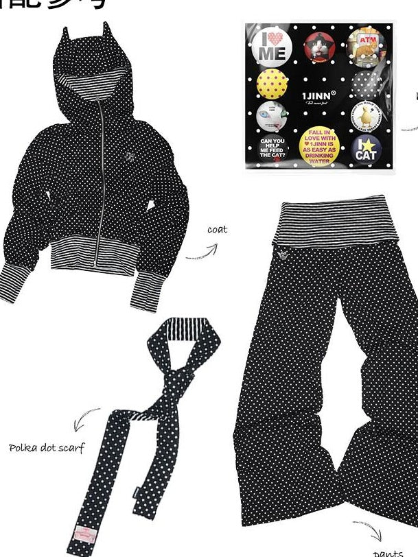 1JINN STUDIO Slim Fit Cropped Hooded Polka Dot Long Sleeve Commuter Women Zip Hoodies