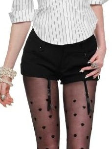 1JINN STUDIO Slim Fitted Casual Natural Waist Women Black Green Plaid Mini Shorts