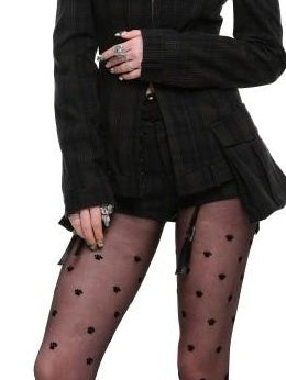 1JINN STUDIO Slim Fitted Casual Natural Waist Women Black Green Plaid Mini Shorts