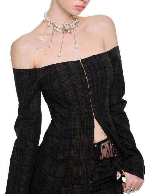 1JINN STUDIO Slim Fitted Casual Natural Waist Women Black Green Plaid Mini Shorts