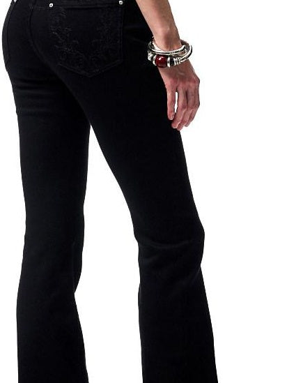 1JINN STUDIO Slim Low Waist Zipper Casual Skinny Slight Stretch Women Black Flared Jeans