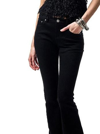 1JINN STUDIO Slim Low Waist Zipper Casual Skinny Slight Stretch Women Black Flared Jeans