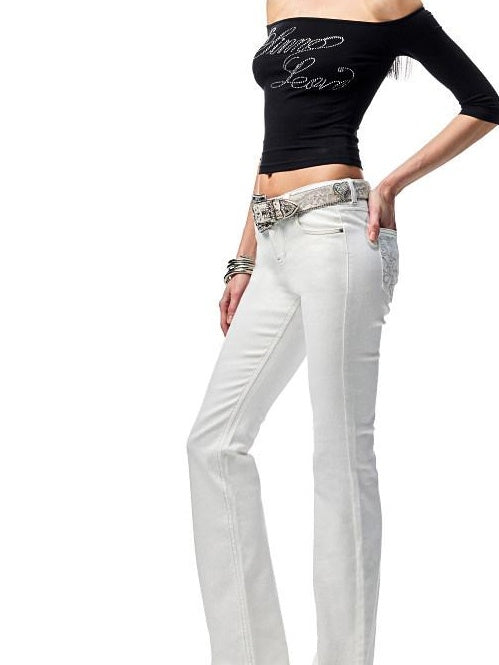 1JINN STUDIO Slim Low Waist Zipper Casual Skinny Slight Stretch Women Black Flared Jeans