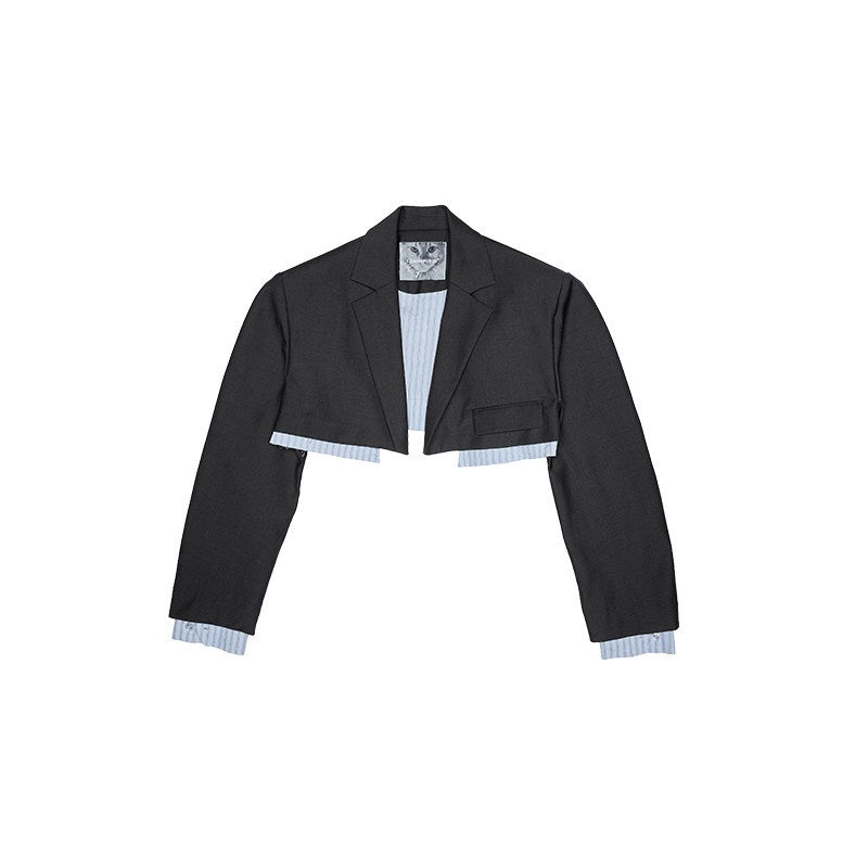 1JINN_STUDIO_Slim_Pleated_Streetwear_Cropped_Women_Dark_Gray_Notch_Lapel_Blazers_MISSTT