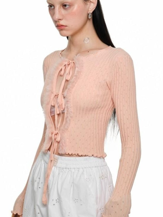 1JINN STUDIO Slim Tie Waist Commuter Knit Long Sleeve Button Solid Colors Women Cardigans